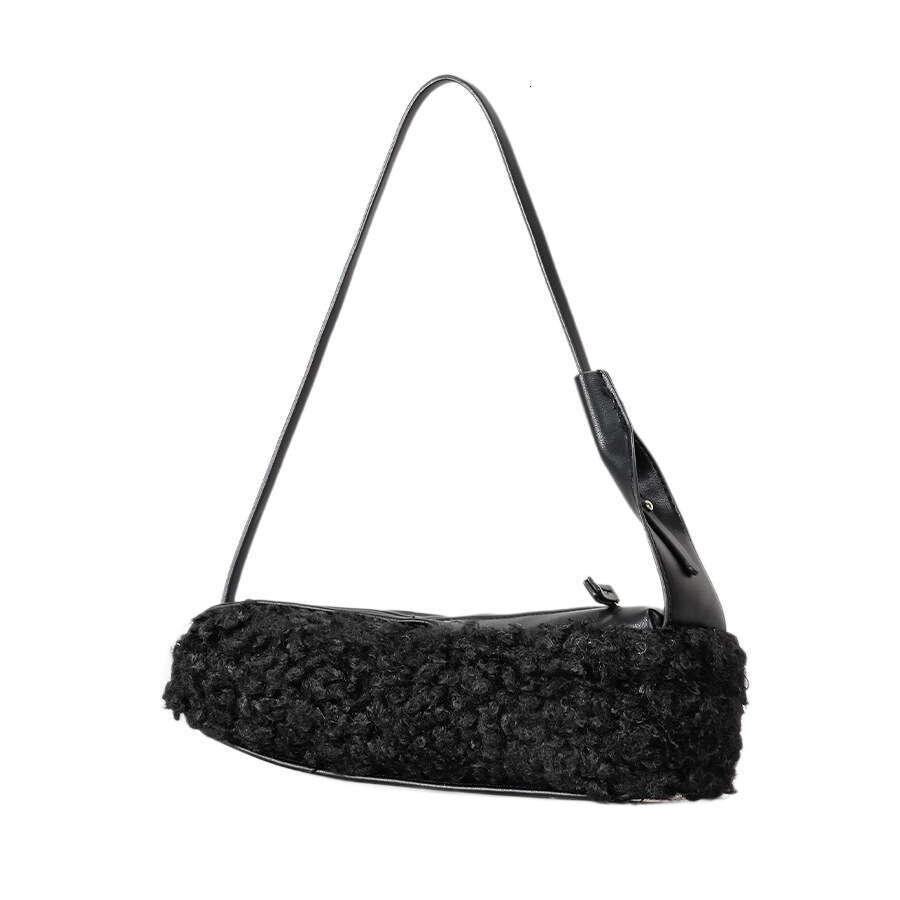 Autumn Winter New Lamb Wool Fashion Baguette Niche Underarm Single Shoulder Bag Lazy Style Handbag