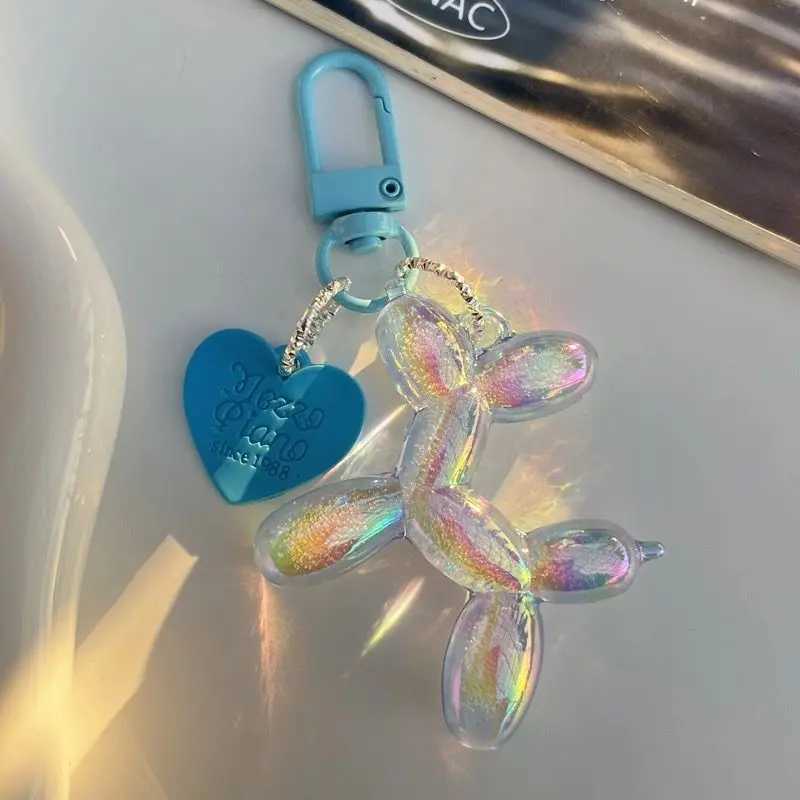 DIY Candy Color Sweet Resin Balloon Dog Keychain for Women Girls Animal Shaped Phone Chain Key Buckle Accessories Bag Pendant Z260330