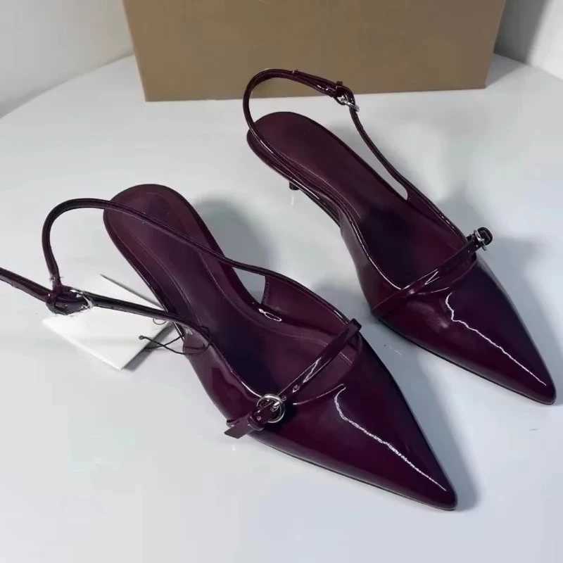Pointed Toe Buckle Strap Ladies Sandals Solid Shallow Fashion Sexy Party Slingbacks 2025 Summer High Heeled Shoes Woman Z260330