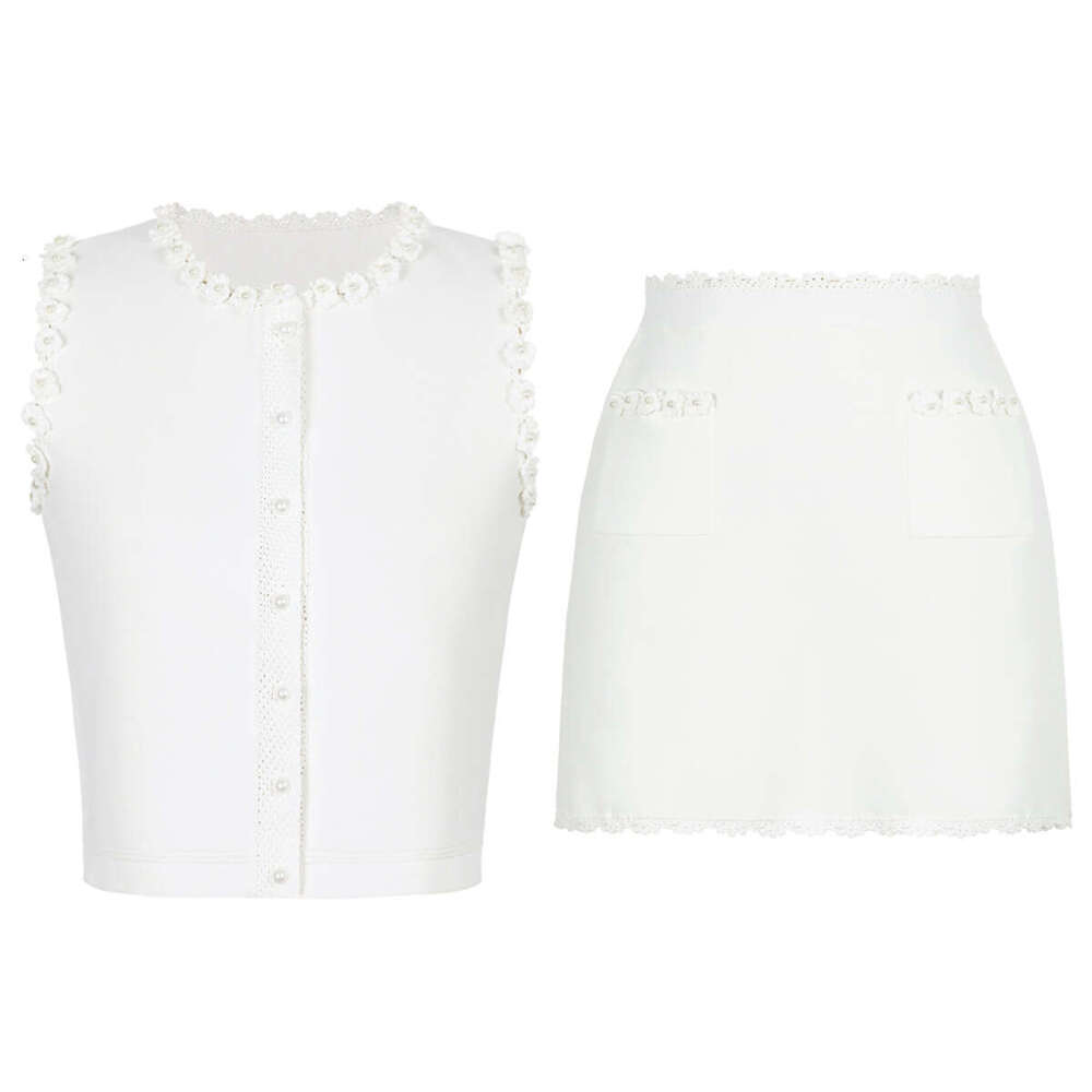 High quality summer X21 new designer elegant slim fit sleeveless knitted top with 3D floral design vest T-shirt