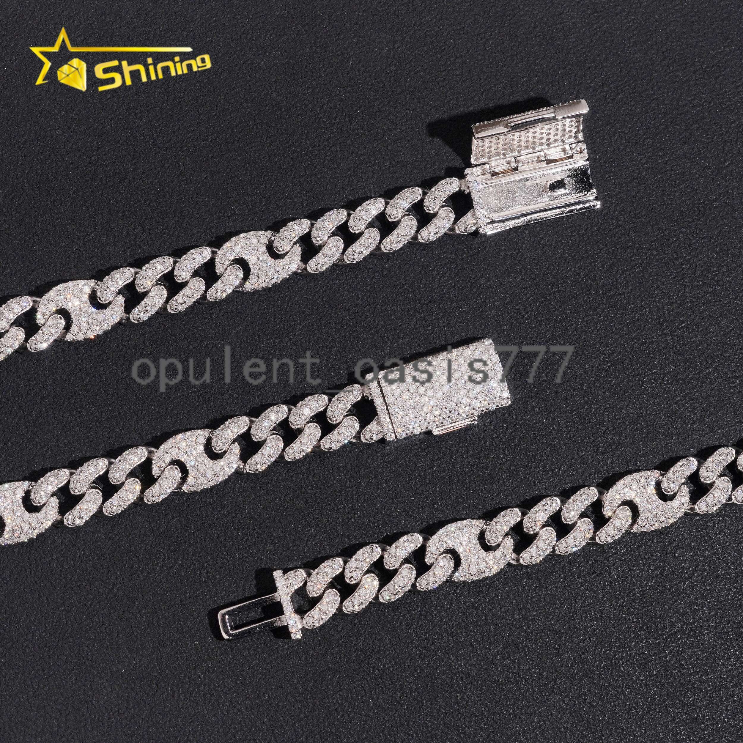 New Design Pig Nose 925 Sterling Silver Chain Hip Hop Jewelry Custom Iced Out Men VVS Moissanite Cuban Chain Link