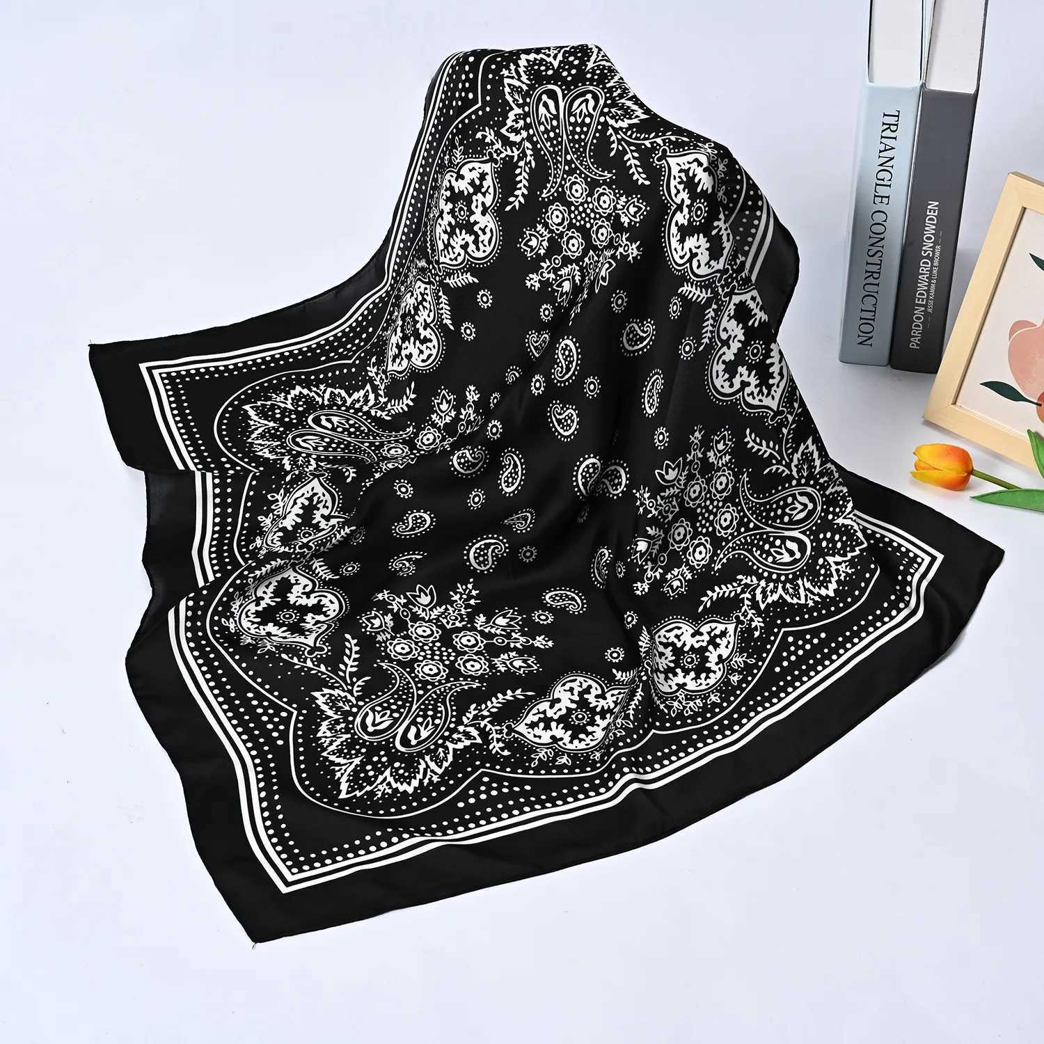 Syhood 70cm Square Satin Scarves Satin Banda for Wen Satin band Scarves Silk Feeling Scarf Boho wear X260328