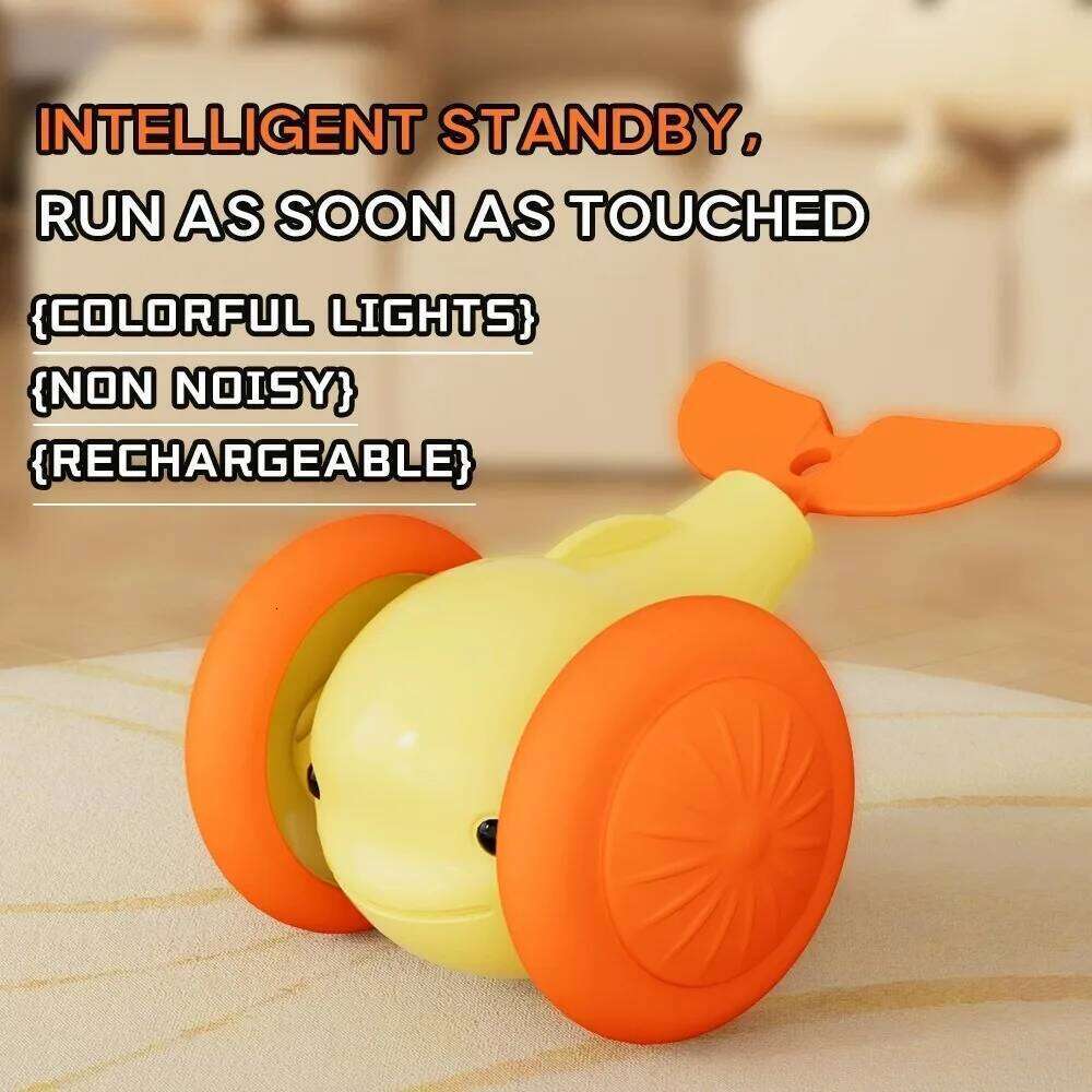 New Interactive Cat Toy Electric Whale Car Automatic Teaser with Intelligent Obstacle Avoidance Pet Toys for Kittens