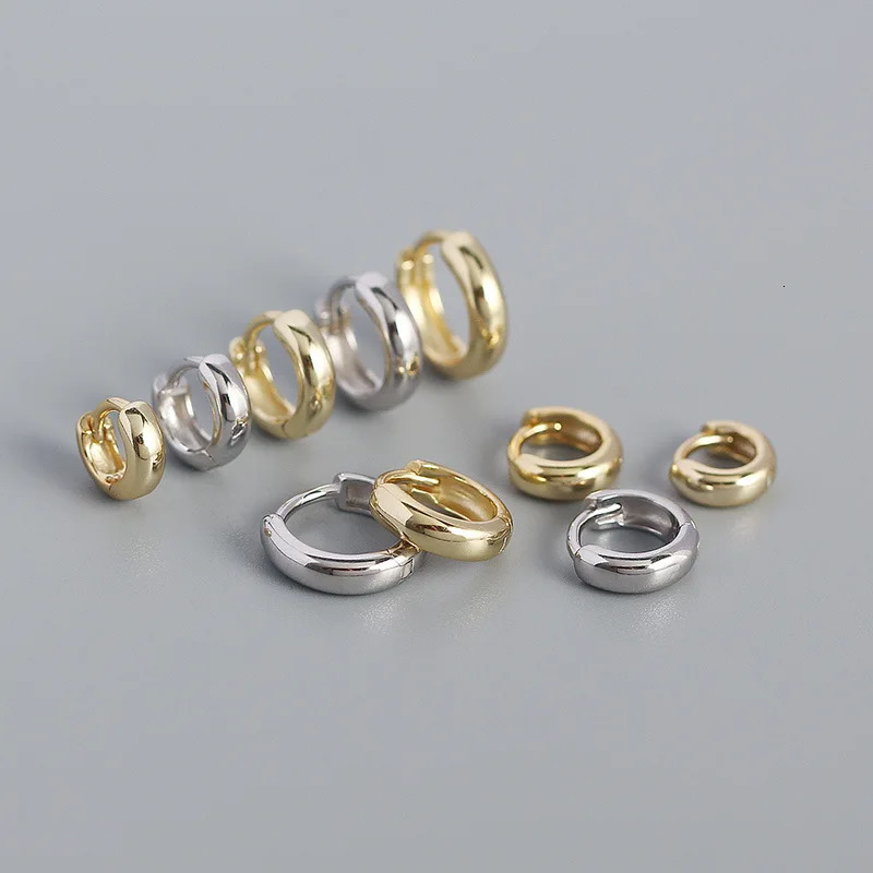 WANTME 925 Sterling Silver Minimalism Punk Rock Wide Hoop Earrings for Women Men Fashion Gothic Bohe Huggie Ear Buckle Jewelry 260323