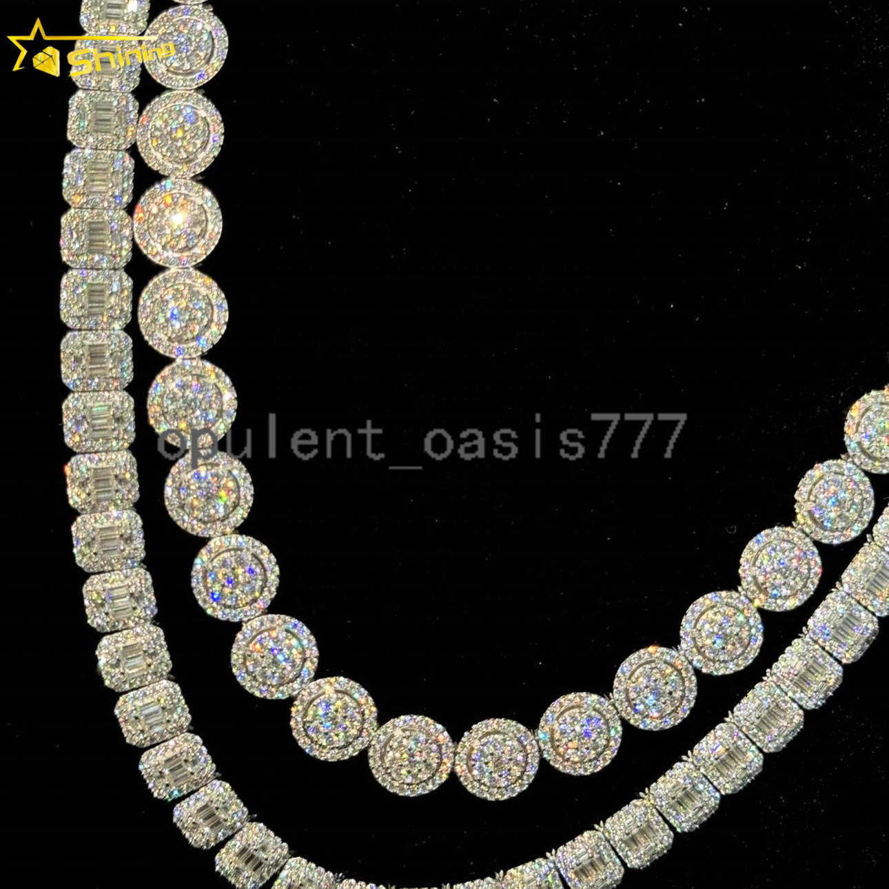 Pass Diamond Tester 9mm Chain Iced Out baguette Custom 925 Sterling Silver Hip Hop VVS Moissanite Tennis Chain