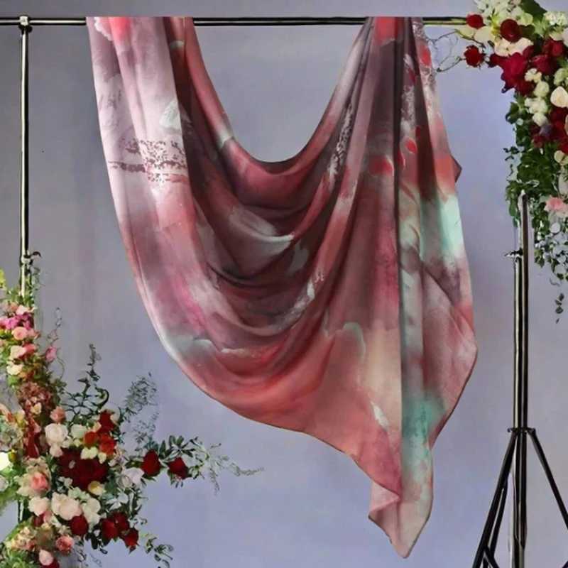 Watercolor Print Hijab Muslim Marble scarf Soft Breathable Sun Protection Lightweight Summer beach Wrap for Wen X260328