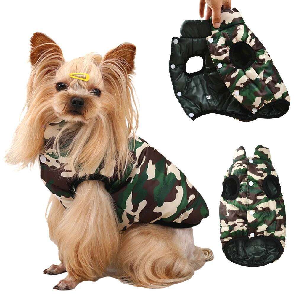 Winter Coat Pet Dog Clothes For Small Medium Dogs Cats Warm Reversible Puppy Costume with Leash Hole Chihuahua Pug Overalls