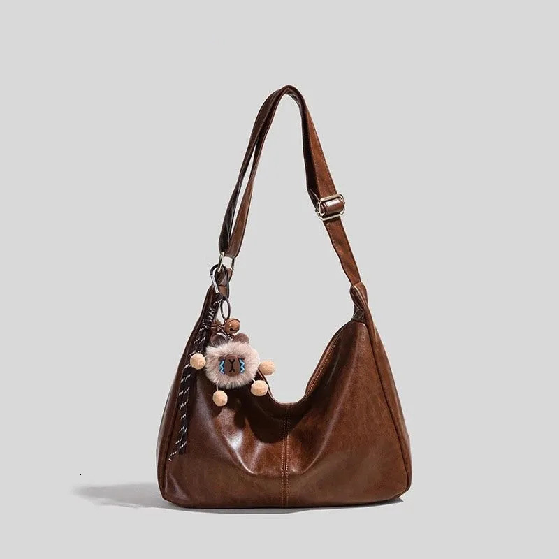 New Retro Versatile Shoulder Crossbody Fashionable Large Capacity Commuter Casual Tote Bag
