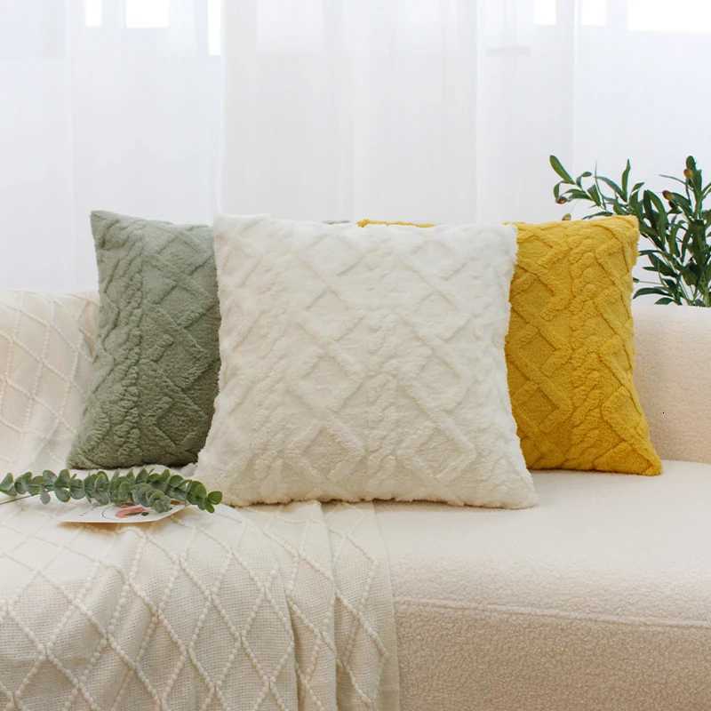 Plush Cushion Cover Geometric Pillow Cover for Living Room Sofa 45x45cm Decorative Pillow Home Decor Pillowcase H260330 - view 5