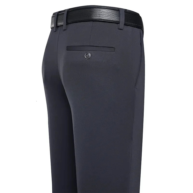 Mens Trousers Summer Thin Business Casual Pants Classic Solid Color Elastic Comfortable Loose Straight Mens Wear 260330