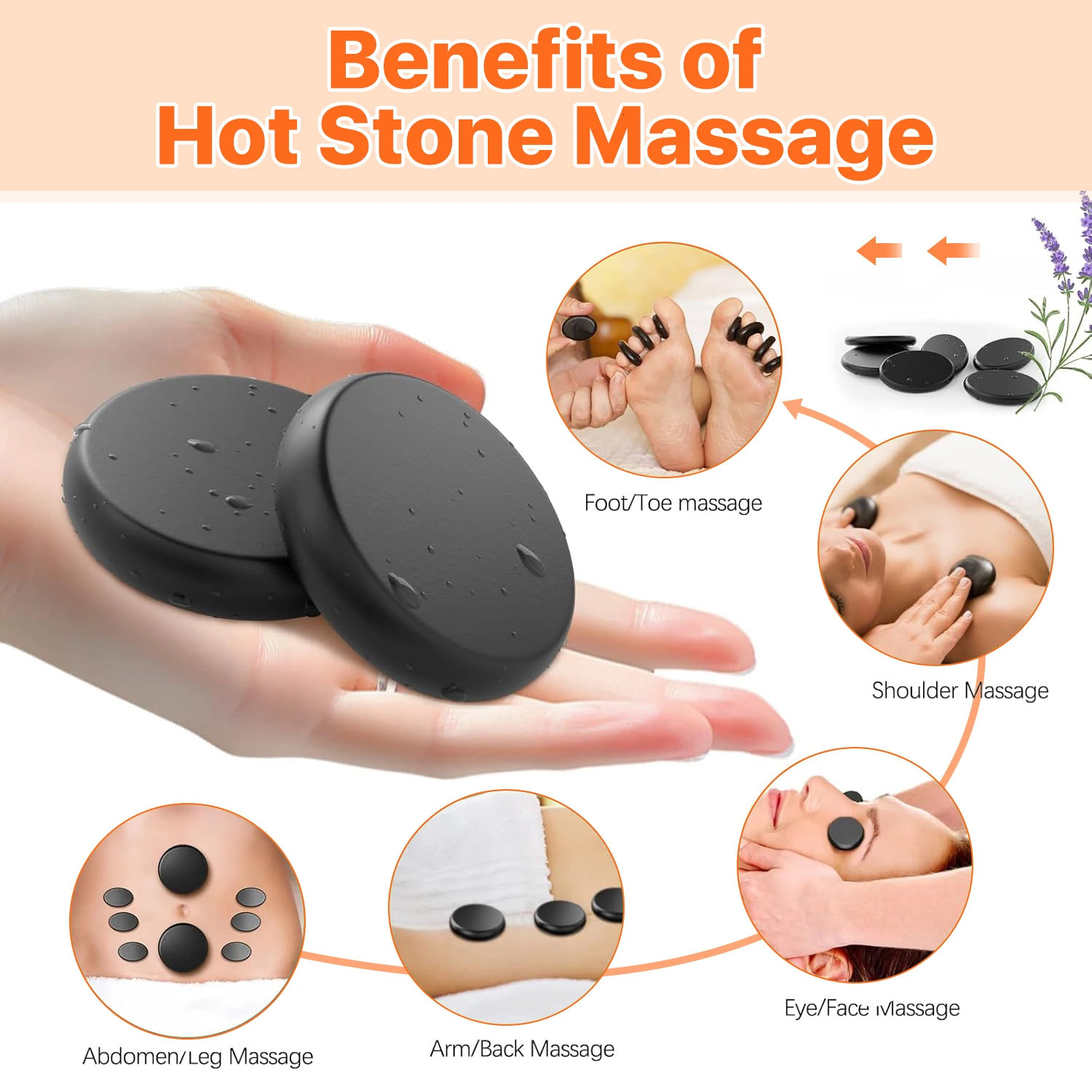 STONE MASSAGE SET - Professional Spa Massage Tools - For Neck Back Abdomen Legs Full Body Massage 260316