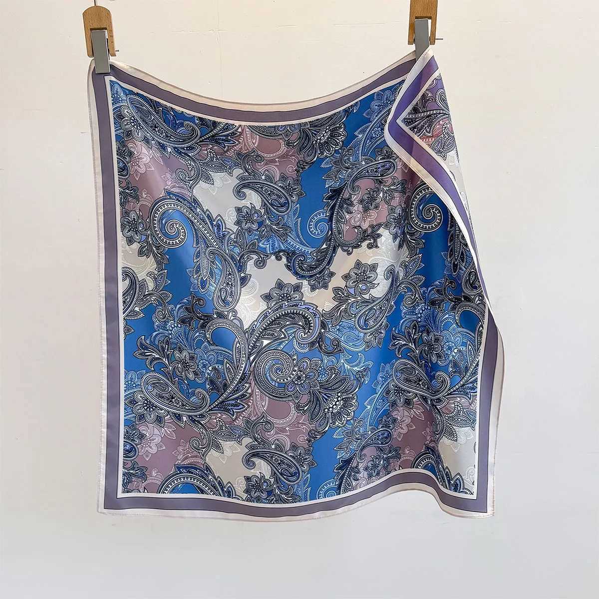1Pcs Luxury Imitation Silk Square Scarf Womens Double-sided Paisley Print Neckerchief Bandanas Foulard Hairbands Shawls Wraps Z260330