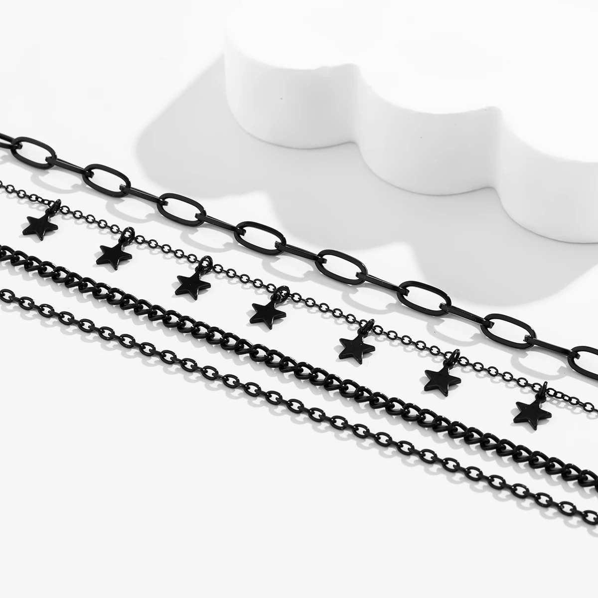 Salircon Gothic Dark Style Multilayer Metal Necklace Fashion Star Pendant Short Collarbone Womens Trend Party Jewelry 260327