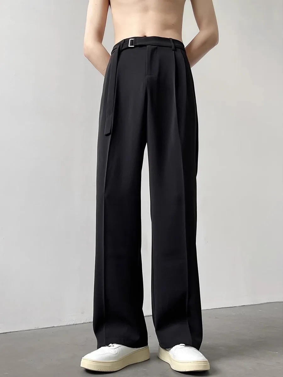 Retro High-end Belt n Straight-down Trousers Mens Trendy Loose Wide-leg Casual Pants Original s Jeans 260327