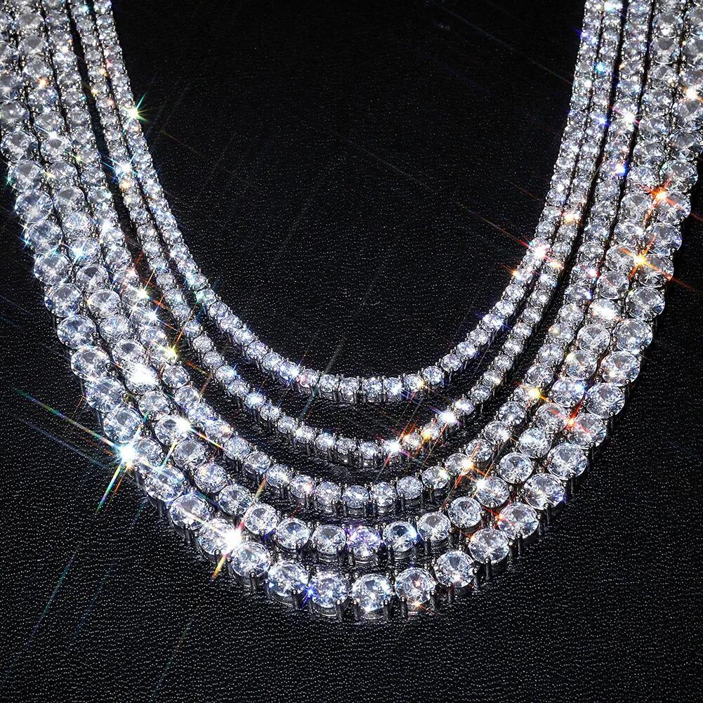 necklace moissanite chain Custom Silver Real White 5mm Moissanite Diamond Tennis Gold Chain Necklace