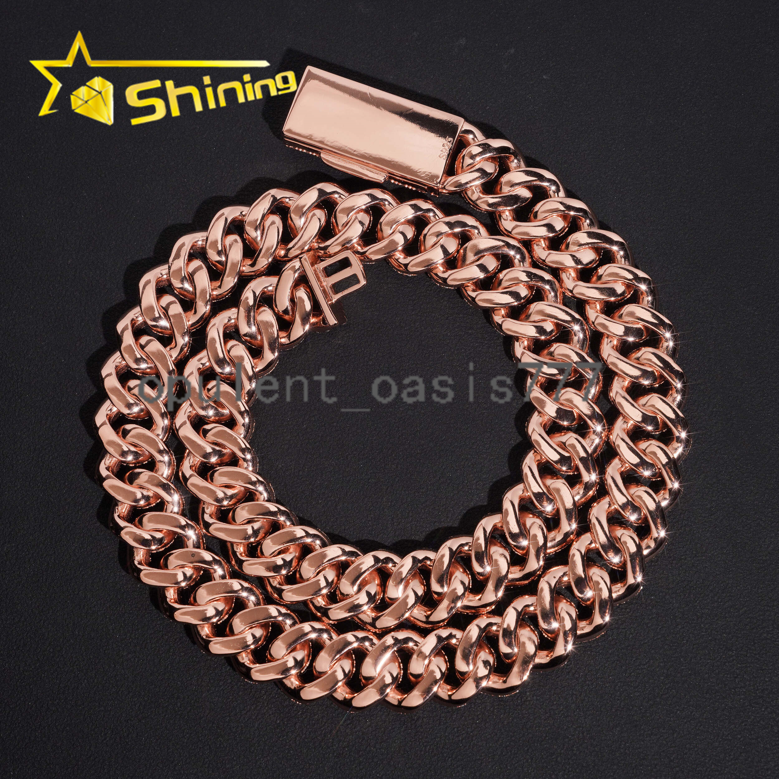 Hot Selling 15mm Width Moon Shape 925 Silver Cuban Chain Moissanite Hip Hop Jewelry Custom Moissanite Cuban Link for Men