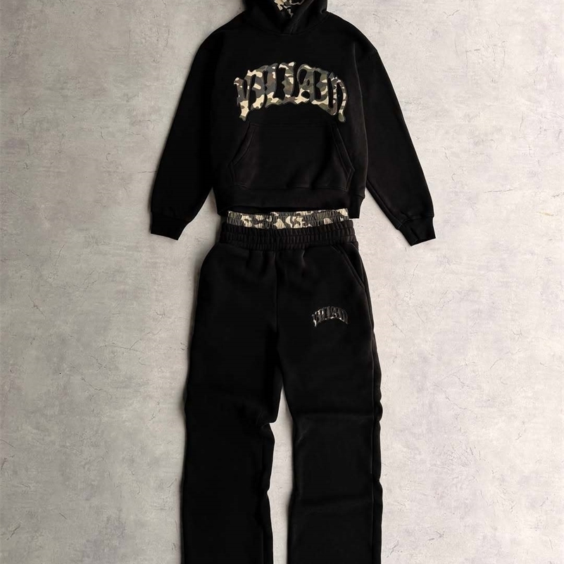 Tracksuit Men Clothing Y2K Vintage Embroidered Leopard Print Street Casual Hoodie Trendy Double Waist Unisex Sweatpants 260327