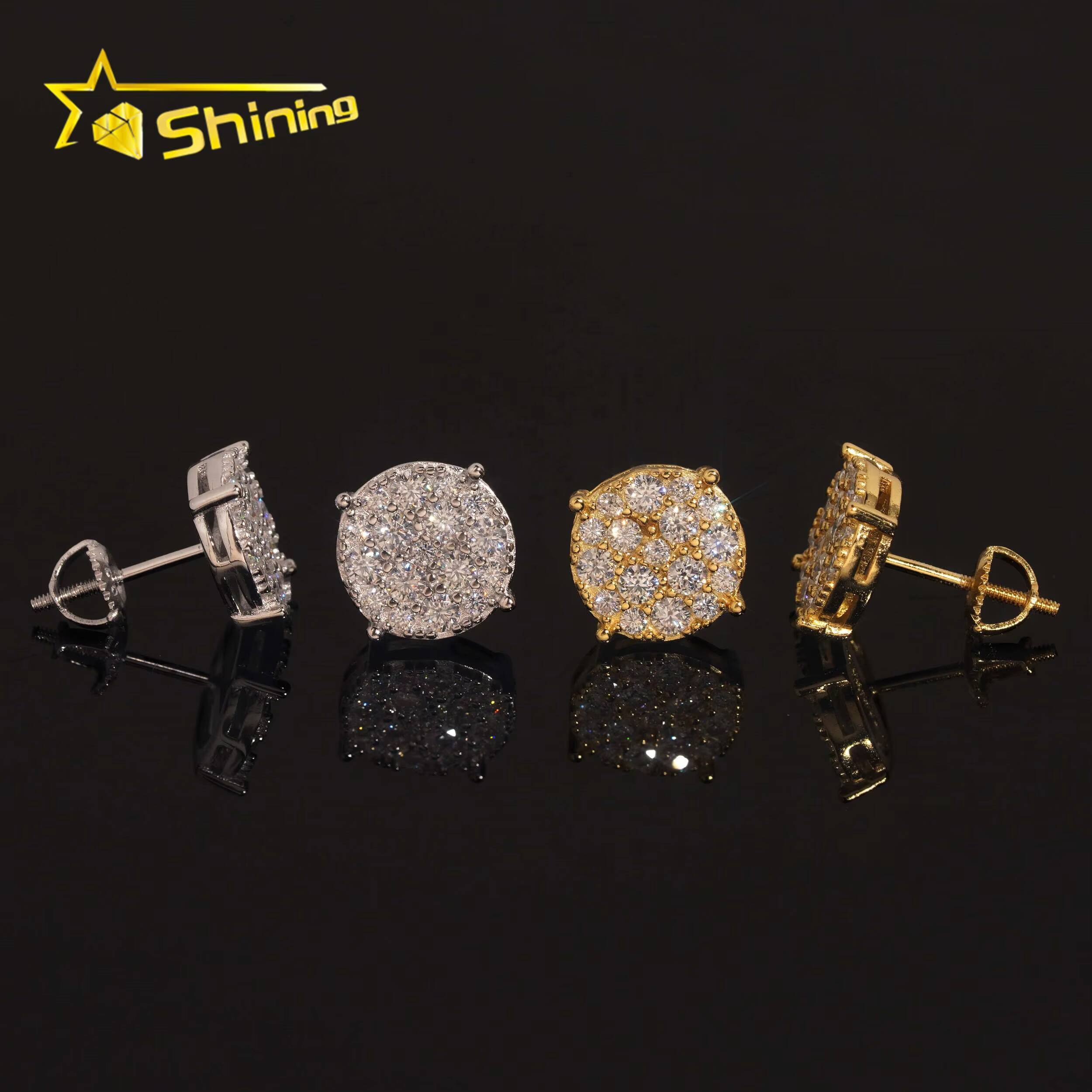 USA Warehouse Fast Shipping Sterling Silver 925 Iced Out VVS Moissanite Lb Diamond Fine Jewelry Stud Earrings