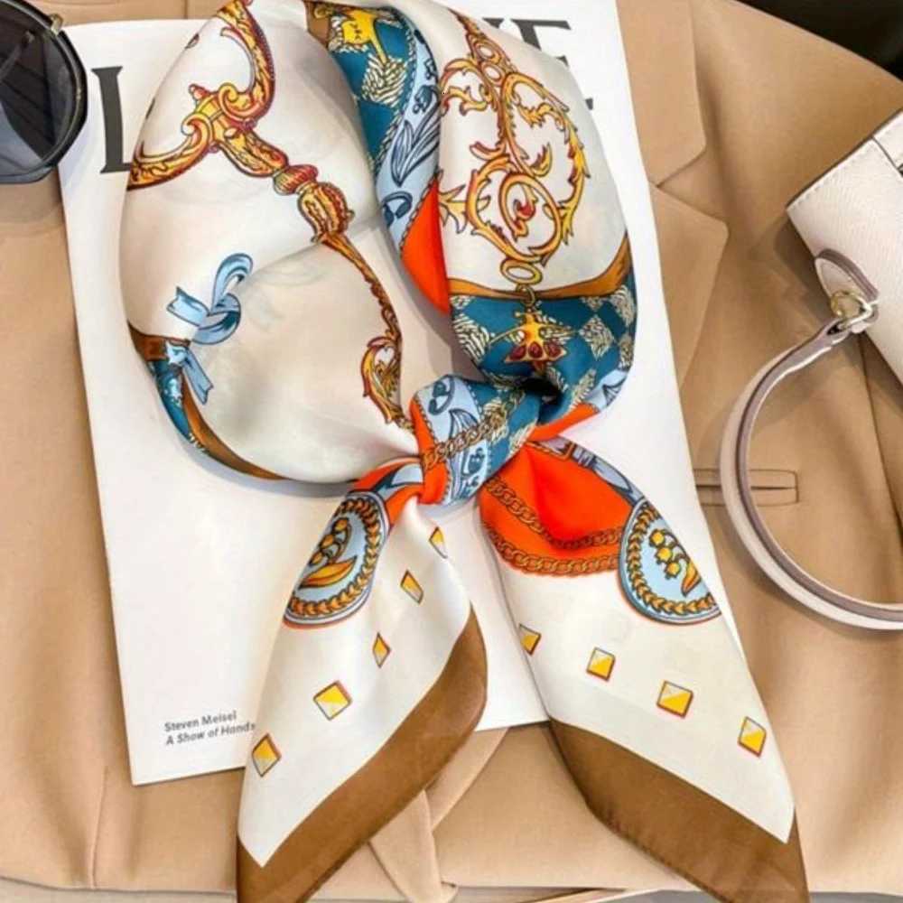 Ladies fashion scarf 70x70cm new silk satin square scarf elegant womens accessories suitable for all seasons Z260330