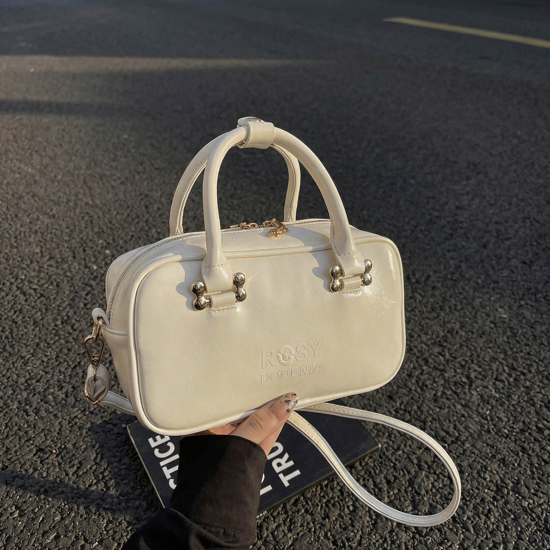 Spring fashion women's handbag tote 2026 new model solid color simple small square versatile shoulder crossbody bag