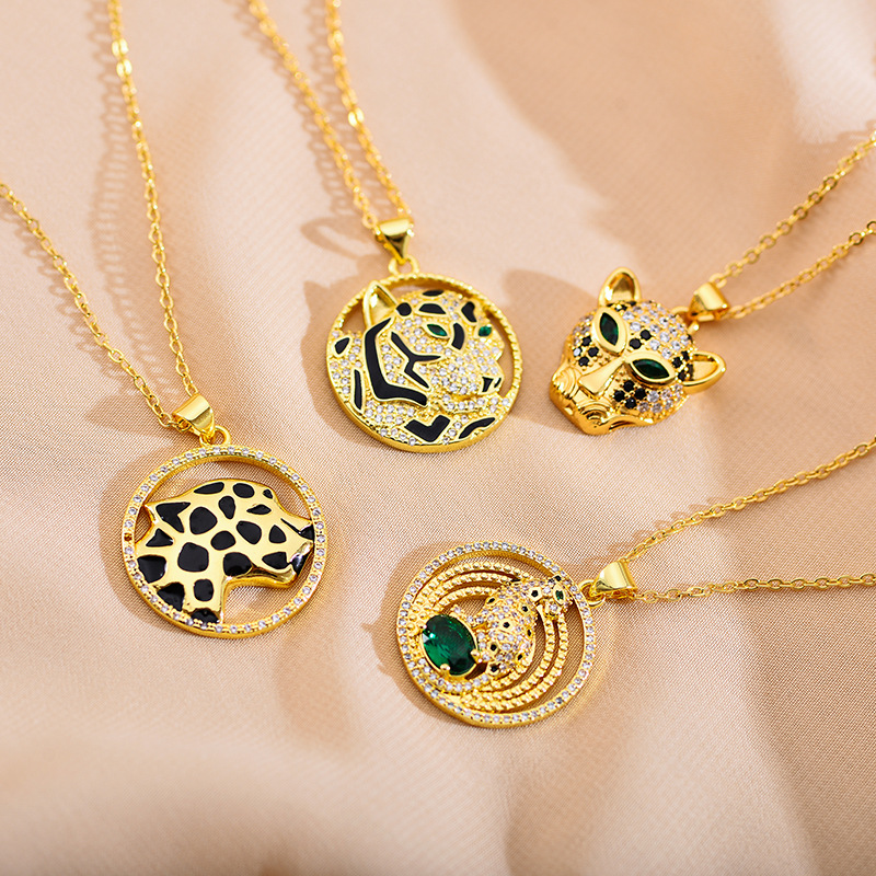 New Designer Necklace for Women Exquisite Cubic Zirconia Leopard Animal Necklace Female Jewelry Gift Panther Gold Plated Necklace Whoelsales Drop Ship