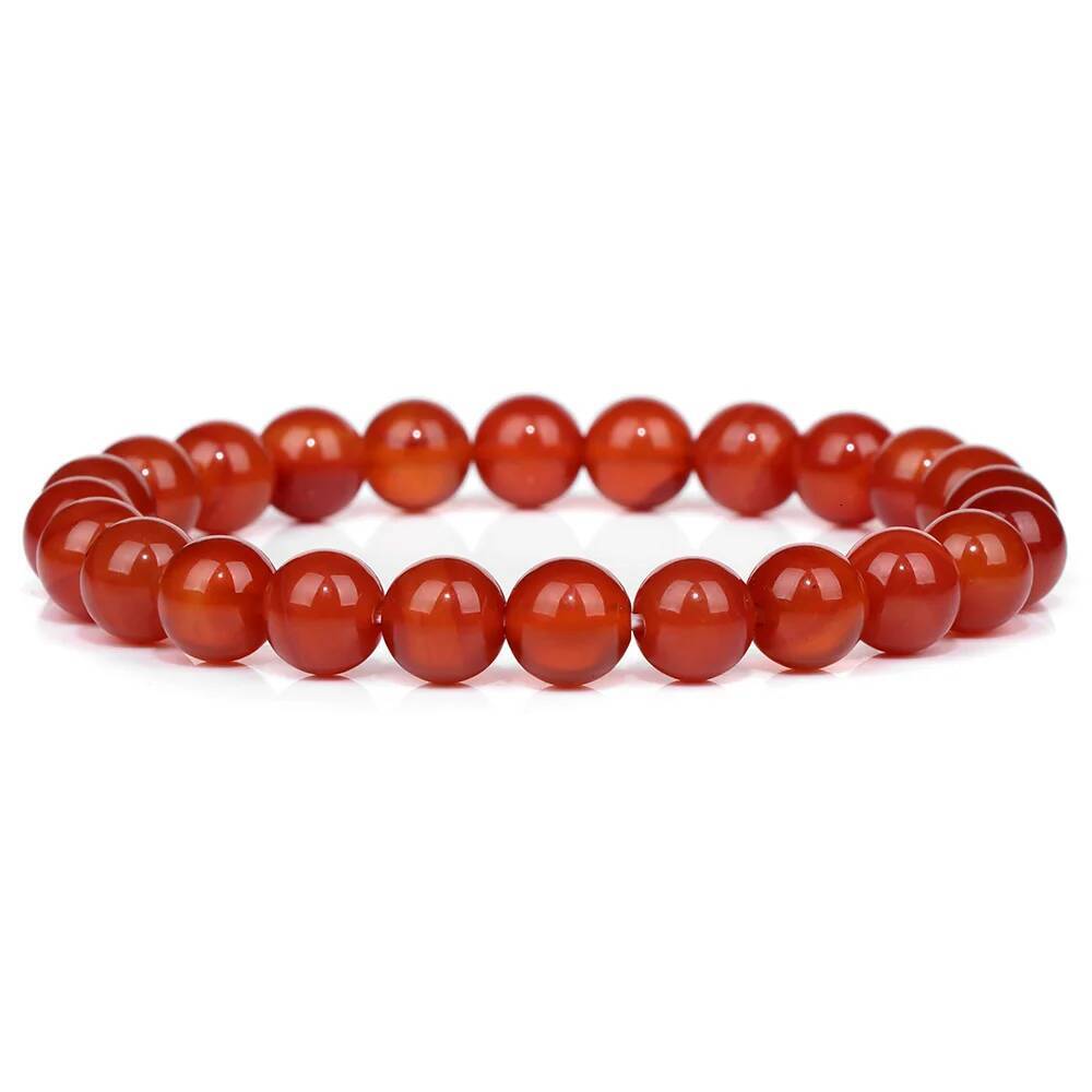 Red Natural Stone 8mm Beaded Bracelets Agates Turquois Tiger Eye Bangle Yoga Meditation Jewelry Gifts For Women Men