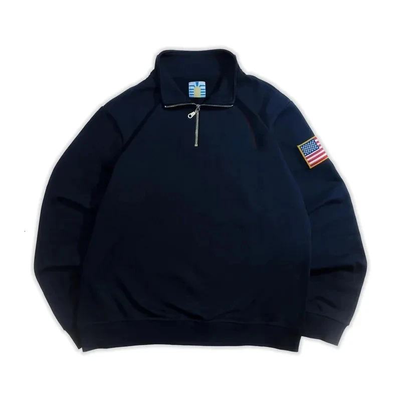 Y2K Retro Quarterzip Pullover Hoodie Embroidery Pattern Sweatshirt American Casual Streetwear Women Retro Oversized Coat 260326