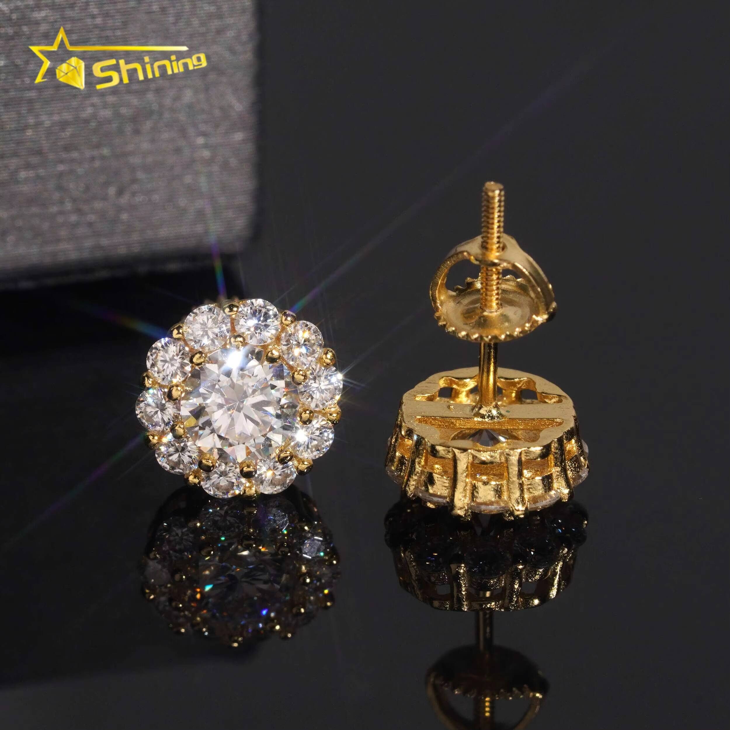 Top Quality 925 Silver Fine Jewelry Iced Out Hip Hop Ready to Ship Men VVS Moissanite Earrings