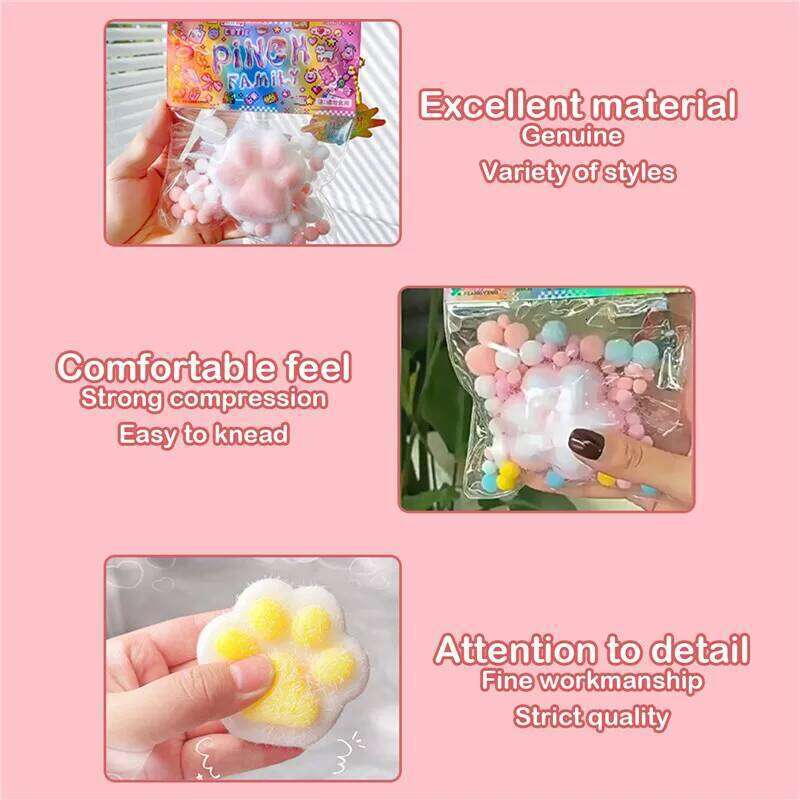 Dropshipping Fidget Mini Squishy Toys Kawaii Plush Soft Cat Paw Transparent Silicone Cube Stress Relief Squeeze Toy