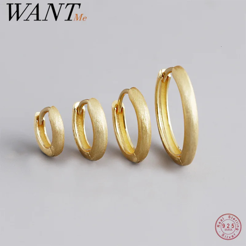 WANTME 925 Sterling Silver Simple Matte Bohemian Round Ear Buckle for Women Punk Unisex Rock Hoop Earring Jewelry Accessories 260323