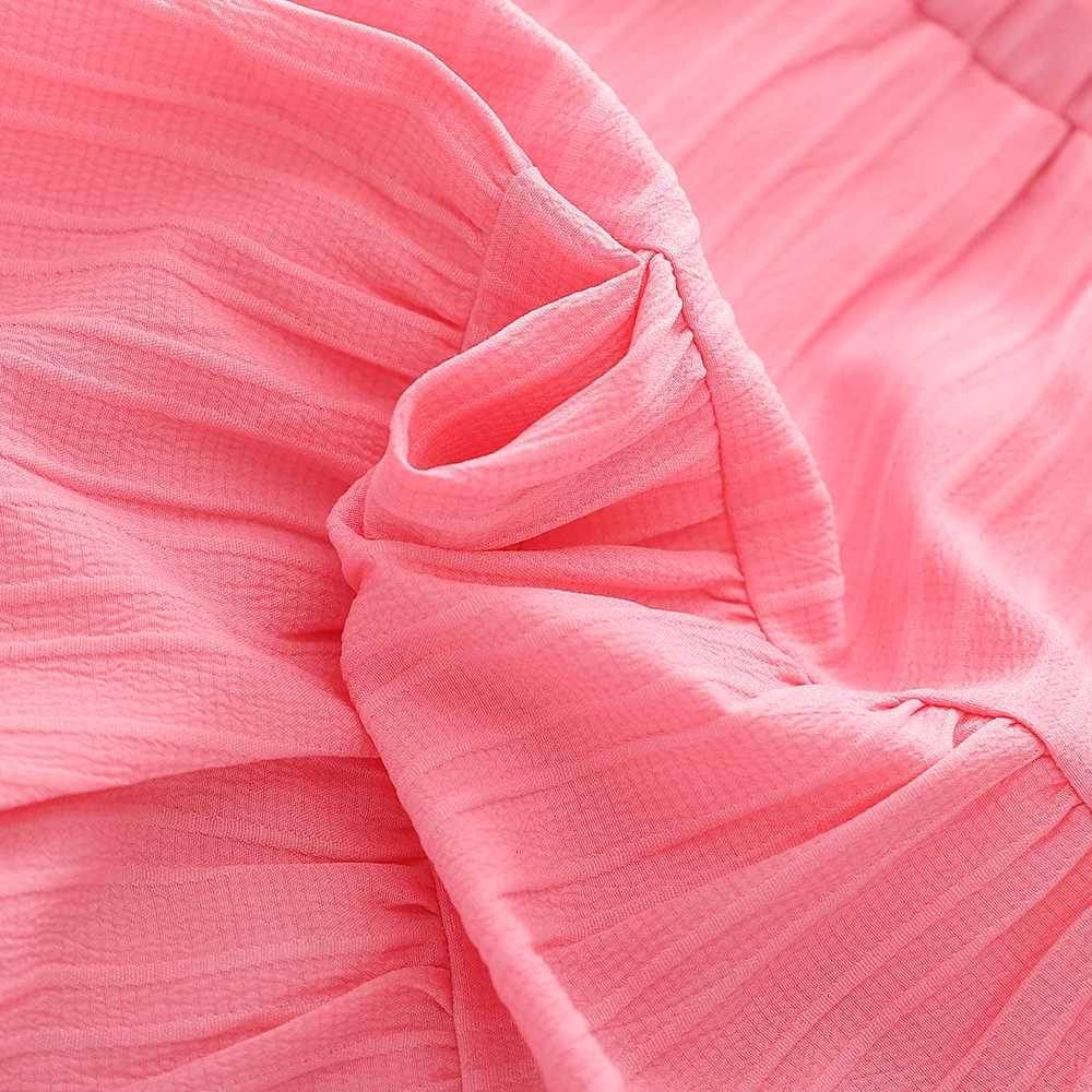 Girls Cake Princess Dress Solid Color Suspender Flying Sleeve Pink Dress Casual Kids Clothes Fashion Summer WearT260330