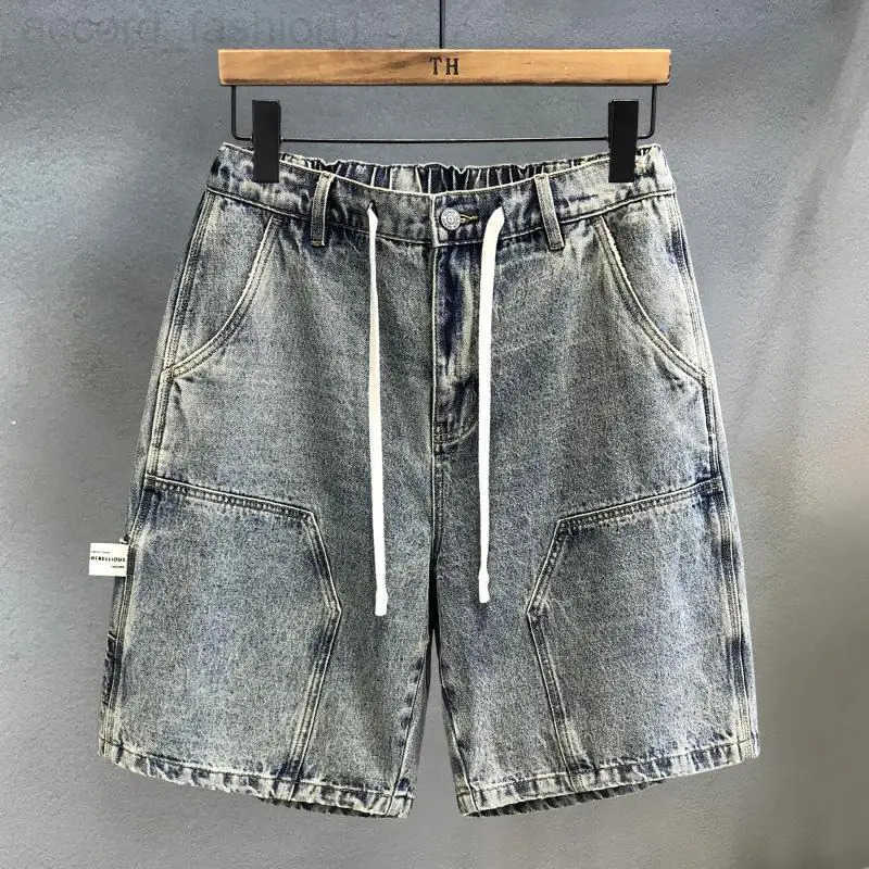 Summer Luxury Fashion Denim Solid Jean Shorts for Men Knee Length Casual Vintage Washed Workwear Five-pocket Shorts Short Jeans H260330