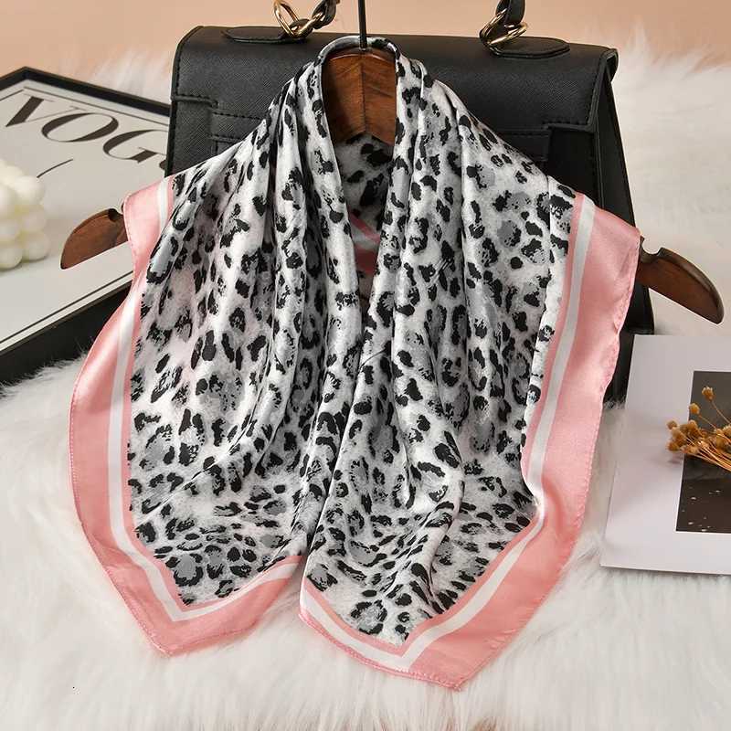 60cm Leopard Print Kerchief Hair Scarf For Wen Silk Satin band Hijab Scarfs Fem Square Neck Scarves For Ladies X260328