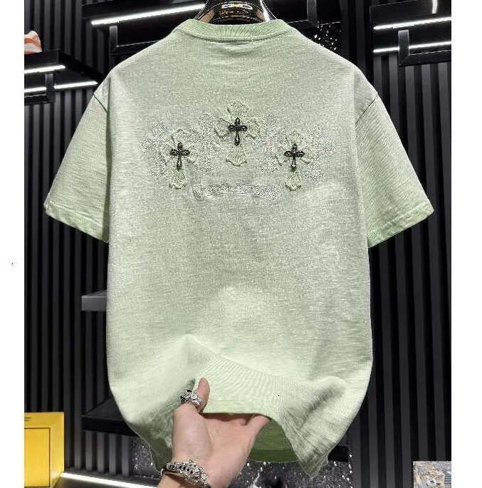 European-Style Men's High-End Heavy-Duty Embroidered Washed Short-Sleeve T-Shirt 2026 New Summer Trendy American-Style Half-Sleeve Shirt Luanyun