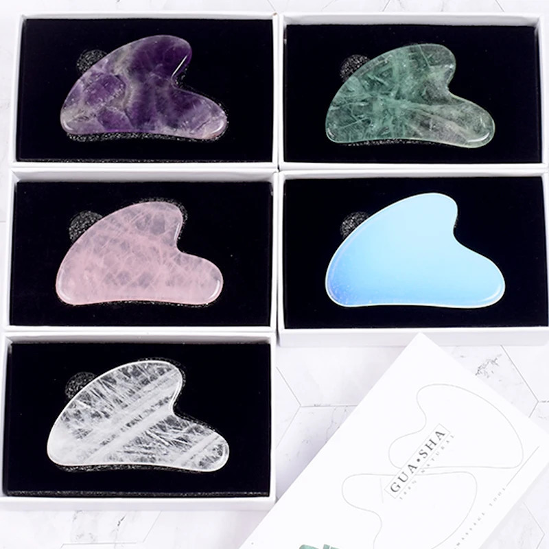 Wholesale Jade Guasha Tool Care Face Massager Natural Stone Crystal Massage Beauty Body Traditional SPA Healing Health Tools 260316