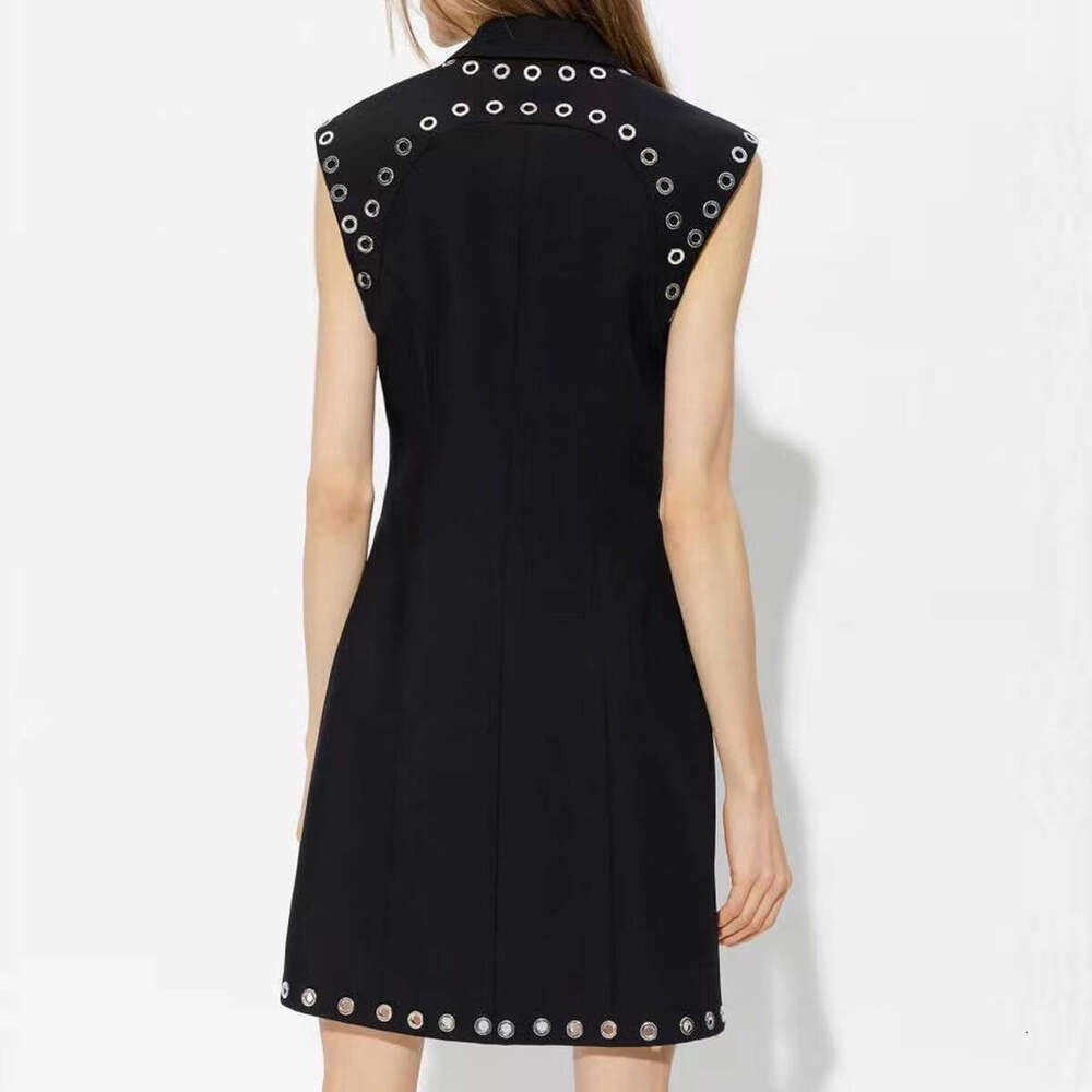 Summer new designer fashionable high-end f23 perforated sleeveless slim fit elegant commuting suit dress