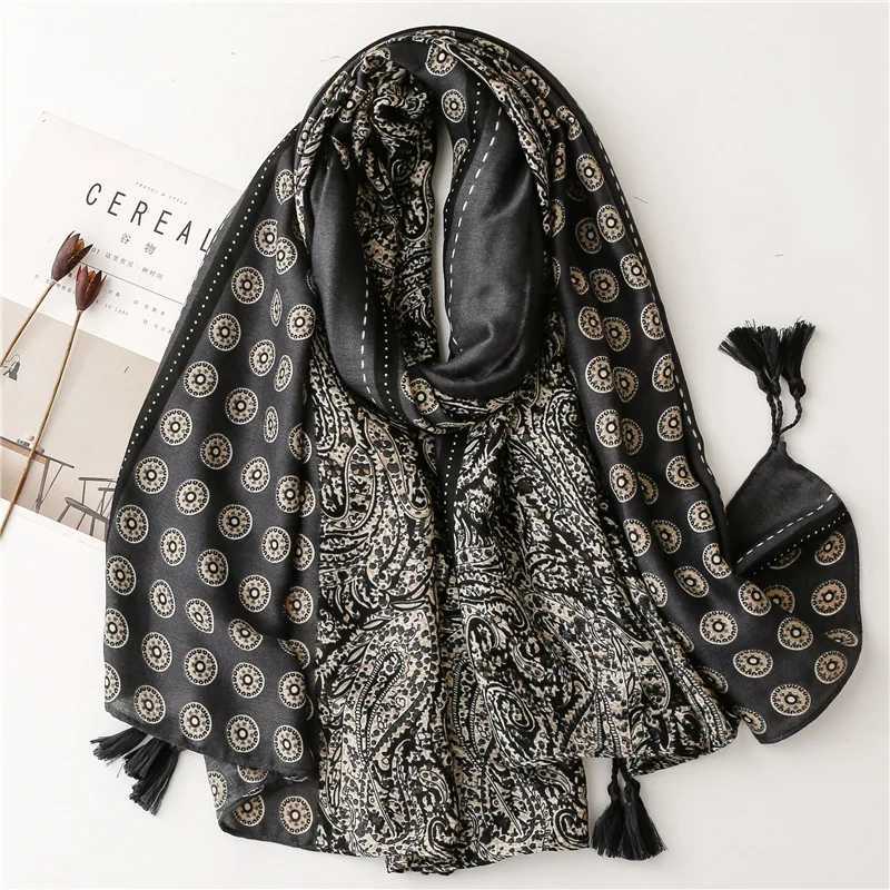 Soft Linen Cotton Scarf Shawls Wen Luxury Premium Foard Femme Long Spotted leopard print Tassel Scarfs Scarves Echarpe X260328