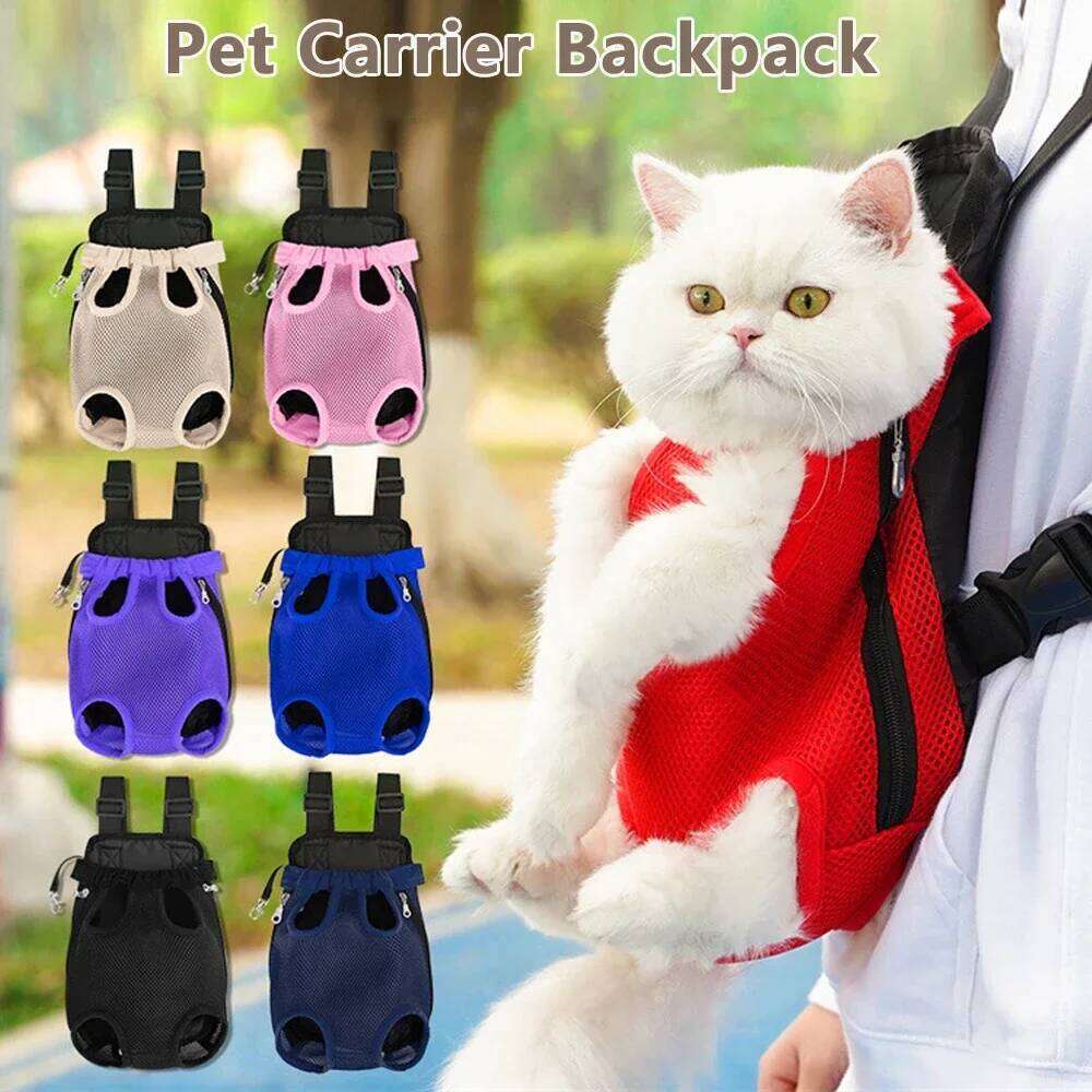 Portable Breathable Cat Pet Tote Bag Backpack Carrying Pets On Both Shoulders Outdoor Travel Set For Cats And Dog Bamubi