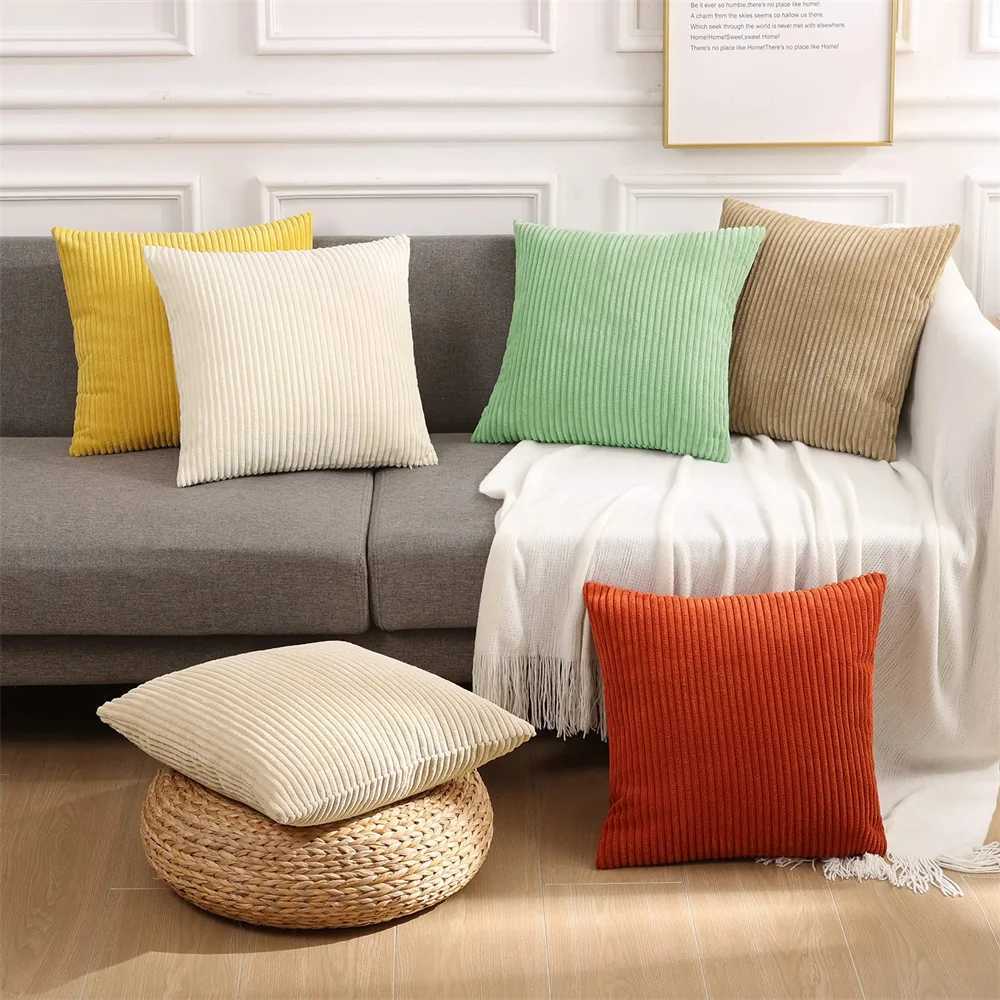 Olanly Corduroy Cushion Cover 45x45 Soft Fluffy Strip Pillow Cover 50x50 Luxury Decorative Home Pillow Case For Sofa Living Room H260330 - view 7