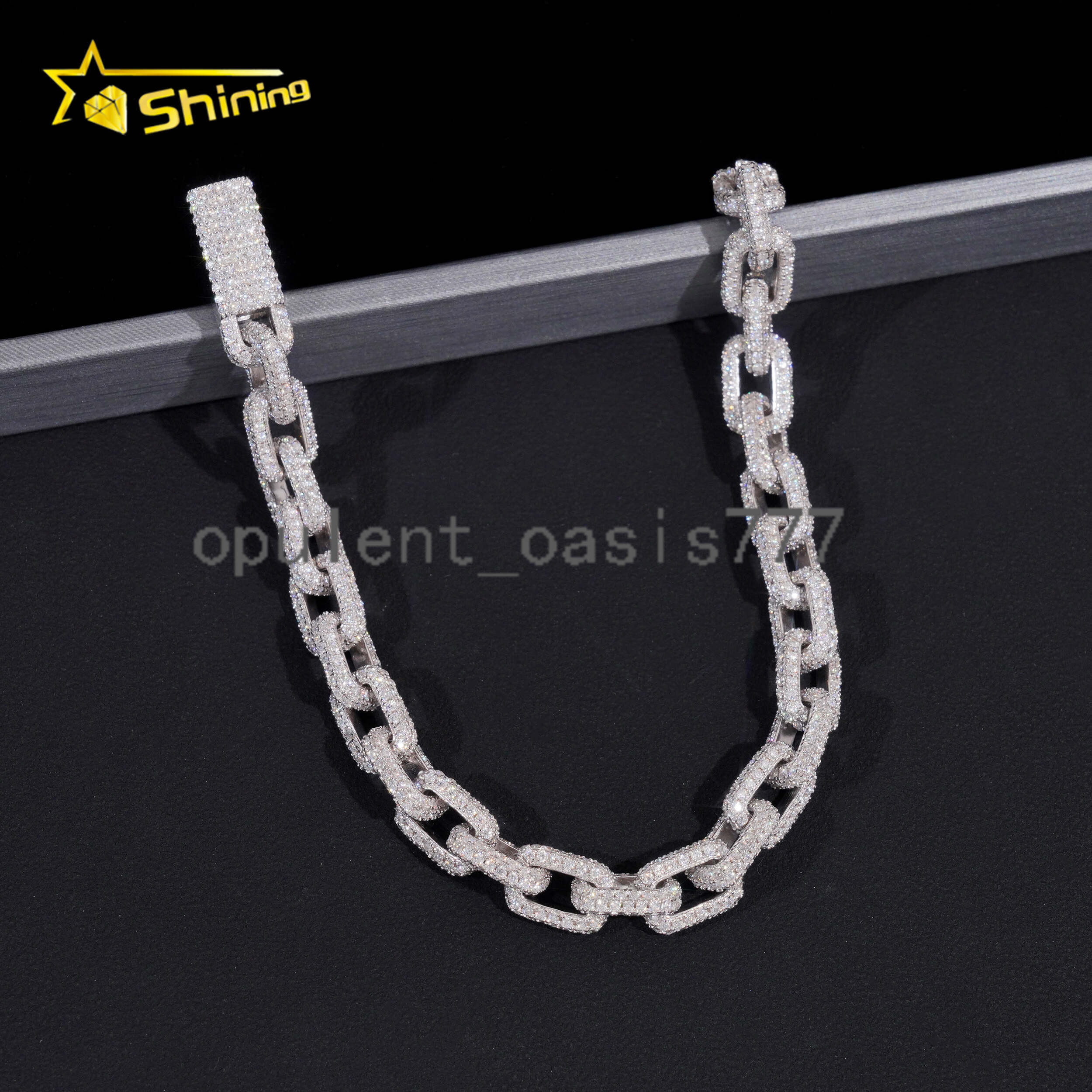 Factory Price Hip Hop Jewelry 925 Sterling Silver Pass Diamond Tester 8MM Fully Iced Out Box Chain Cuban Link Bracelet