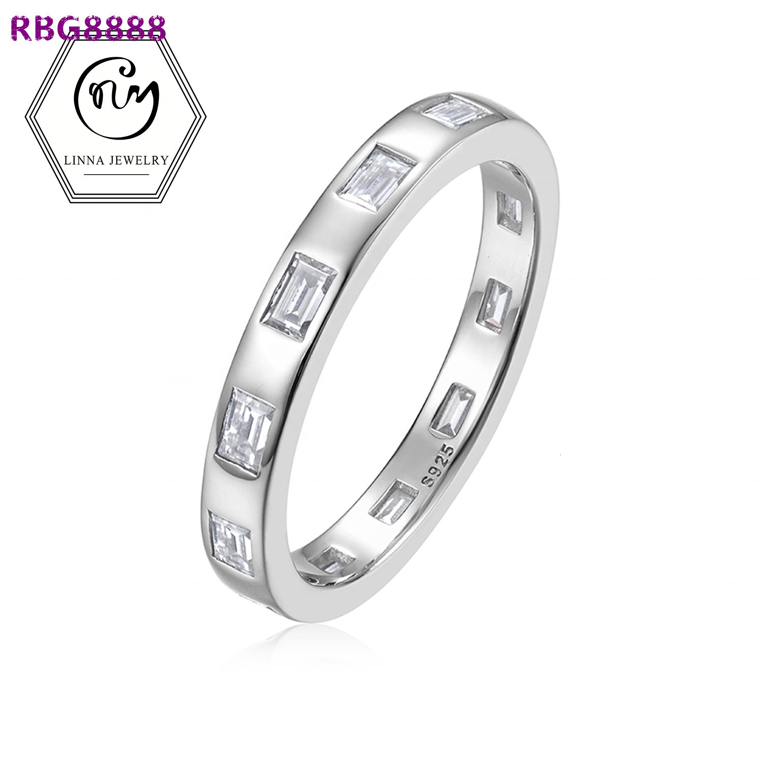14 CTW S925 Silver Emerald Cut Moissanite Channel Set Eternity Band Ring Premium Quality Gemstone for Bridal