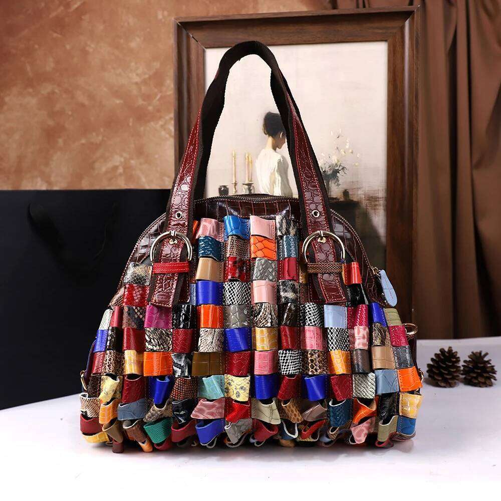 2025 New Leather Women's Bag, Casual Large-Capacity Handbag, Colorful Retro Single-Shoulder Crossbody Bag For Ladies