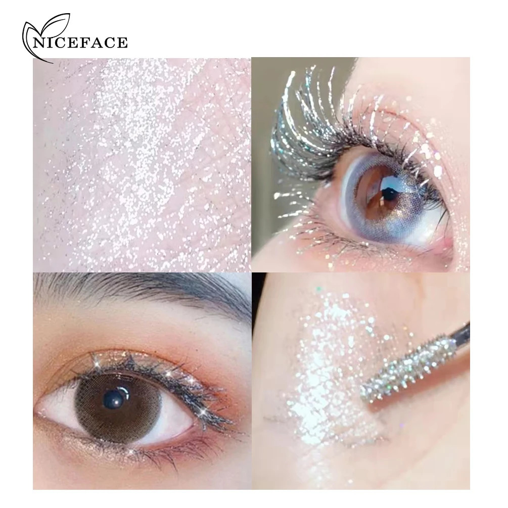 Diamond Glitter Mascara Fast Dry Eyelashes Curling Makeup Waterproof Longlasting Lengthens Eye Lash Black 4D 260316