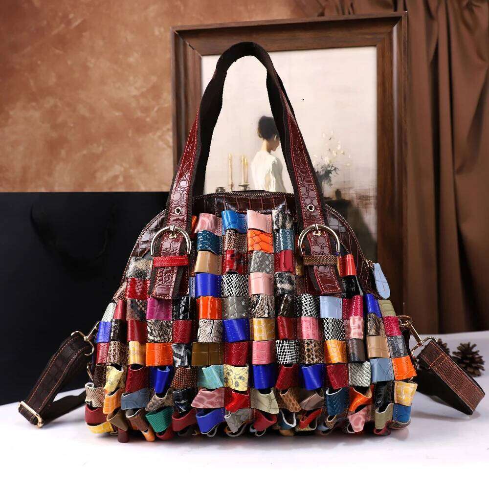 2025 New Leather Women's Bag, Casual Large-Capacity Handbag, Colorful Retro Single-Shoulder Crossbody Bag For Ladies