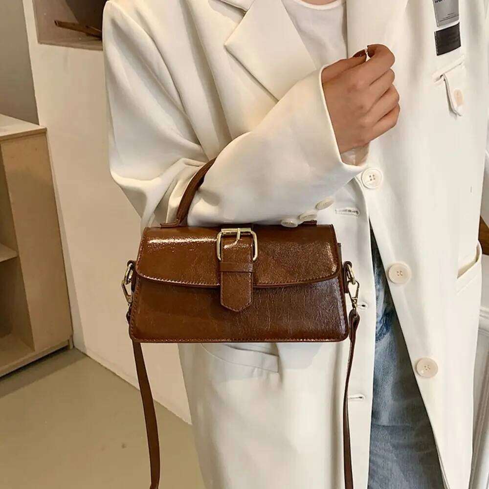 Handbag Crossbody PU Leather Square Korean Underarm Large Capacity Versatile Shoulder Bag Women QIBALIANGPIN