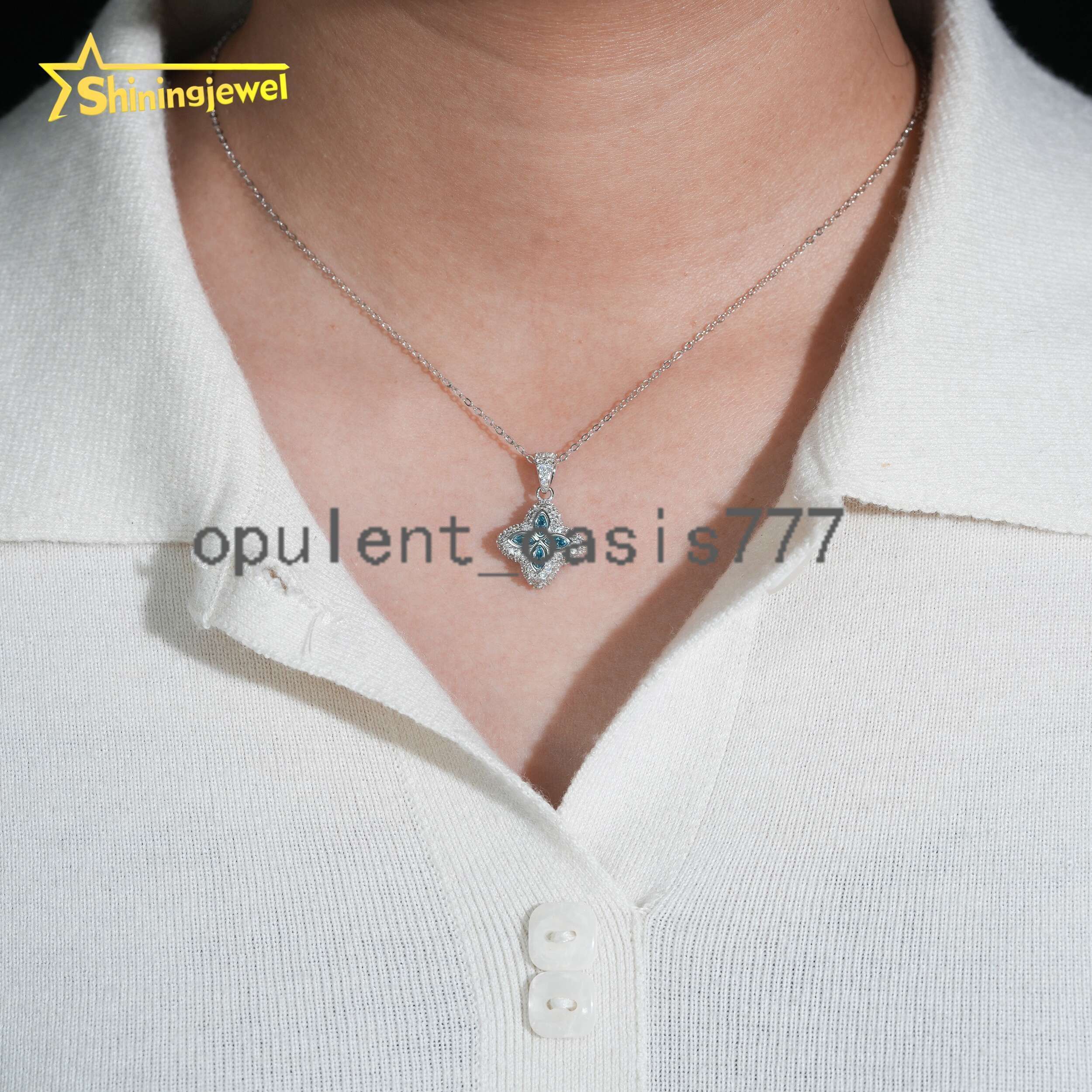 GRA Certificated Iced Out Moissanite Clover Pendant Necklace Fine Jewelry 925 Silver Pendants for Women Necklace