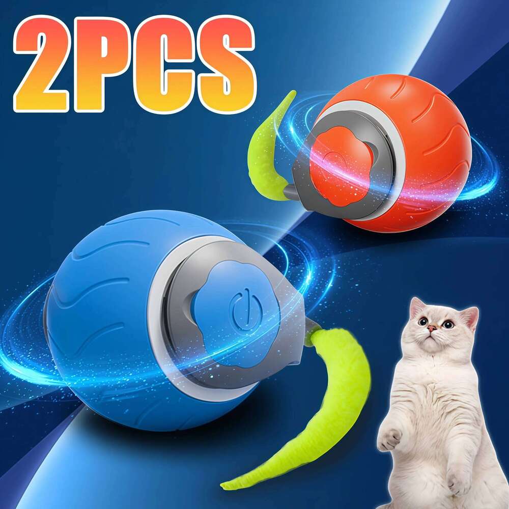 Interactive Toys Automatic Rolling Ball Faux Tail Rechargeable Smart Pet Electric Toy Dog Cat Training Imitate Mouse