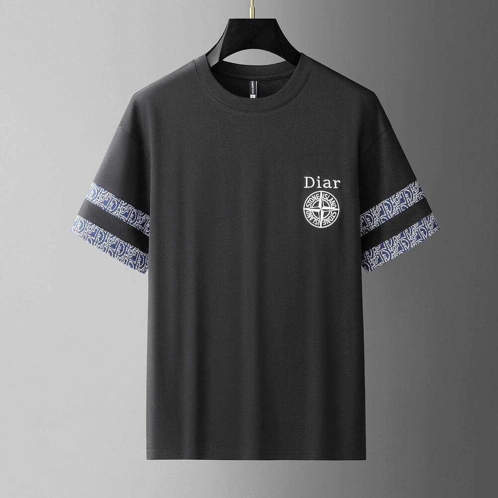 European high-end letter embroidery short-sleeve t-shirt, luxury new summer trendy loose-fitting top, round-neck half-sleeve shirt