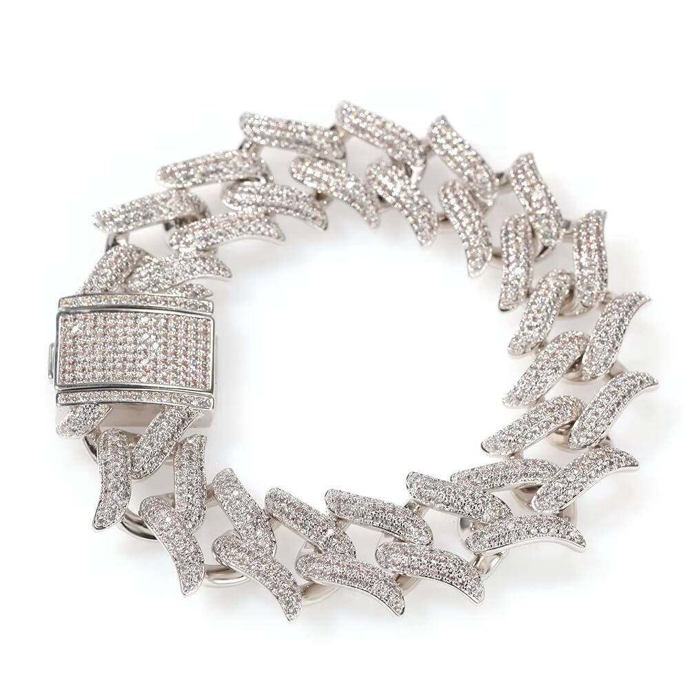Hip-Hop Thorn Cuba Link Bracelets and Bangles Punk Thorn Cuba Moissanite Mens Bracelet 8Inch