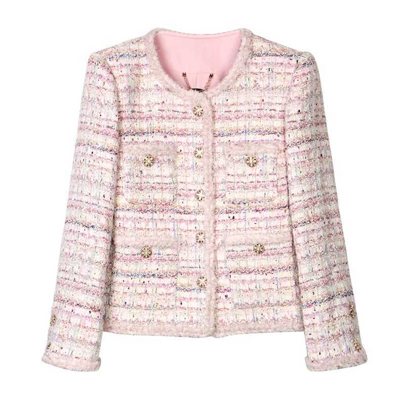 2025 New Style Fashionable Elegant High Luxury Customized Socialite Cherry Blossom Romantic Tweed Braided JacketT260328